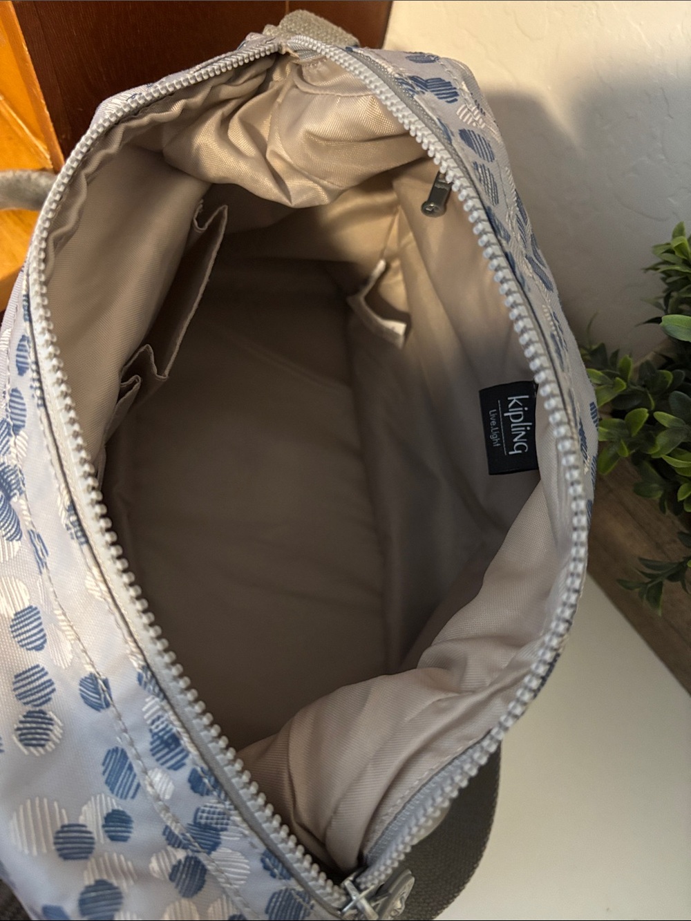 Kipling Women's Gray Blue Dot Nylon Crossbody Bag - Picture 8 of 11